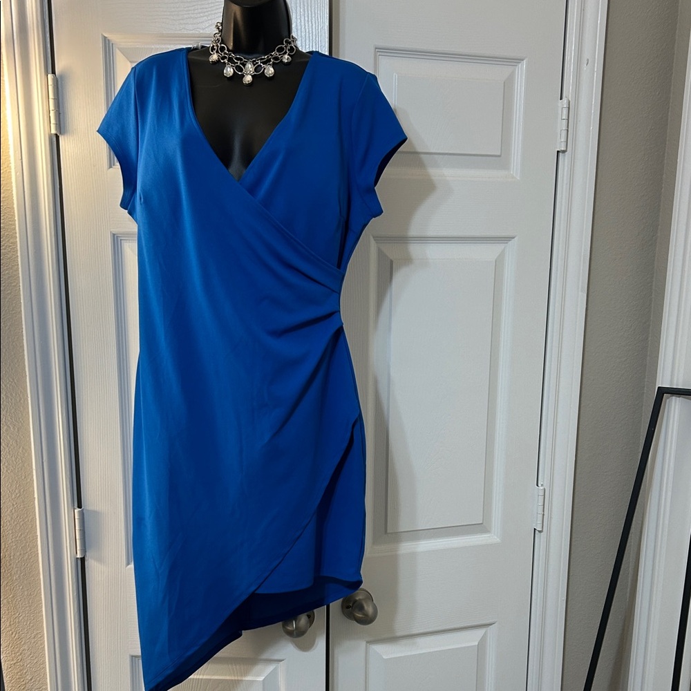 Royal Blue! Stylish  Asymmetrical  midi Dress